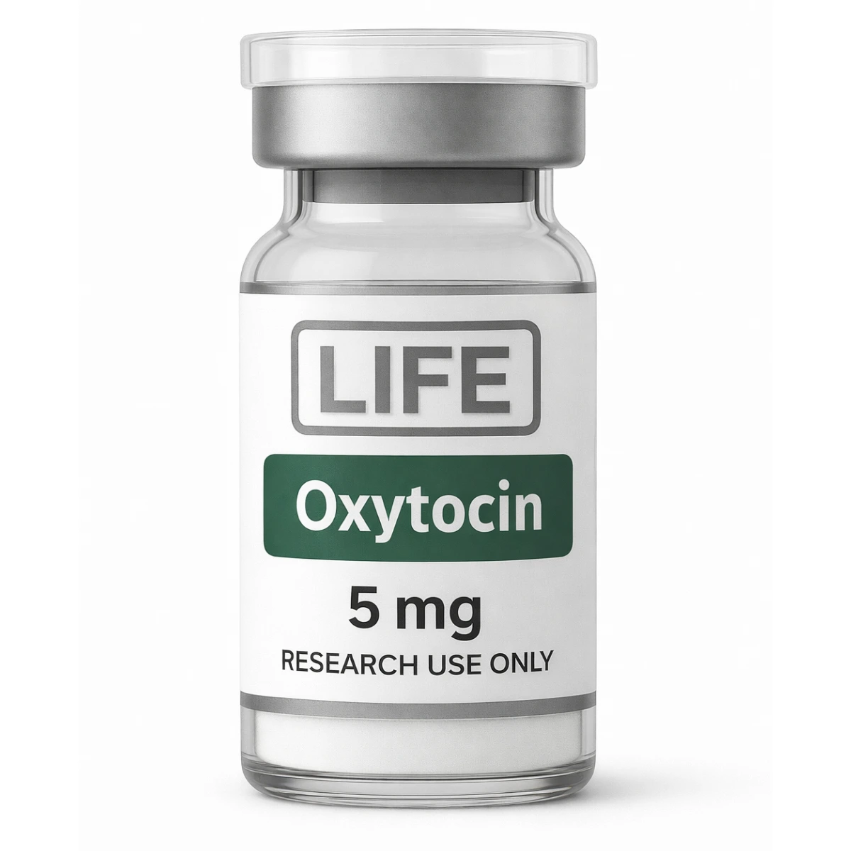 Oxytocin 5 mg lyophilized peptide vial labeled Life Peptide