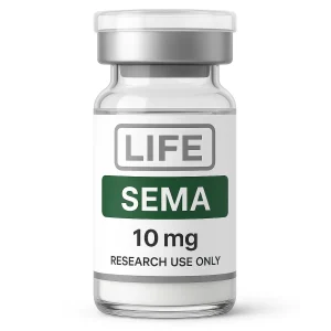 Semaglutide 10 mg lyophilized peptide vial labeled Life Peptide