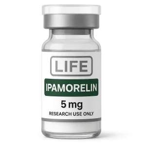 Ipamorelin 5 mg lyophilized peptide vial labeled Life Peptide