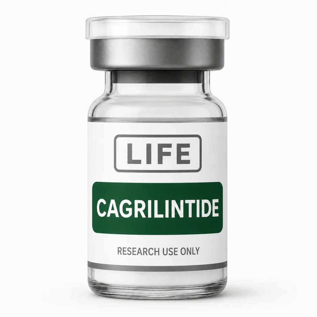 Kaufen Sie eine Ampulle mit 5 mg lyophilisiertem Cagrilintide-Peptid bei Life Peptide mit Echtheitszertifikat (COA)