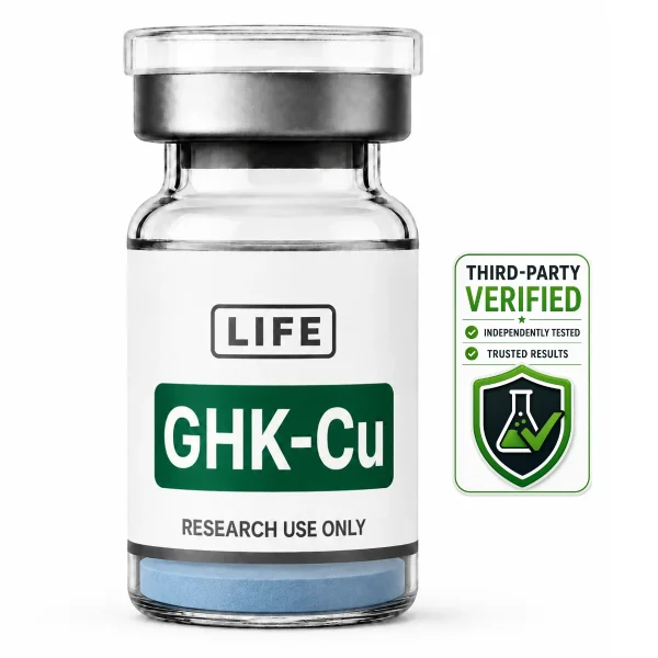 GHK-Cu research peptide vial with third-party verified independent testing