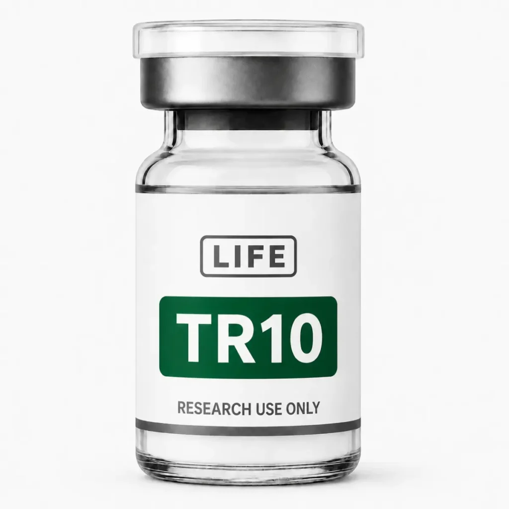 Kaufen Sie eine Ampulle mit 10 mg lyophilisiertem Tirzepatid-Peptid bei Life Peptide